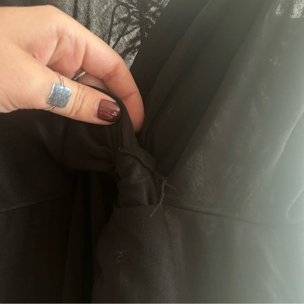 LBLC The Label Revolve Kelcie Midi Gathered Twist Front Dress Slit Black NWT S - Picture 4 of 8
